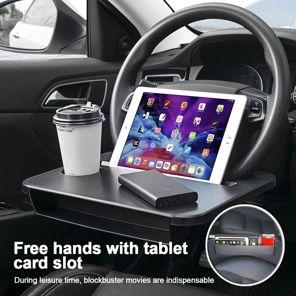 Desk Setup Laptop - ถาดวางของอเนกประสงค์ในรถยนต์ โต๊ะวางแล็ปท็อป ที่วางของบนพวงมาลัย ใช้สำหรับกินข้าว ทำงาน โต๊ะทานอาหาร