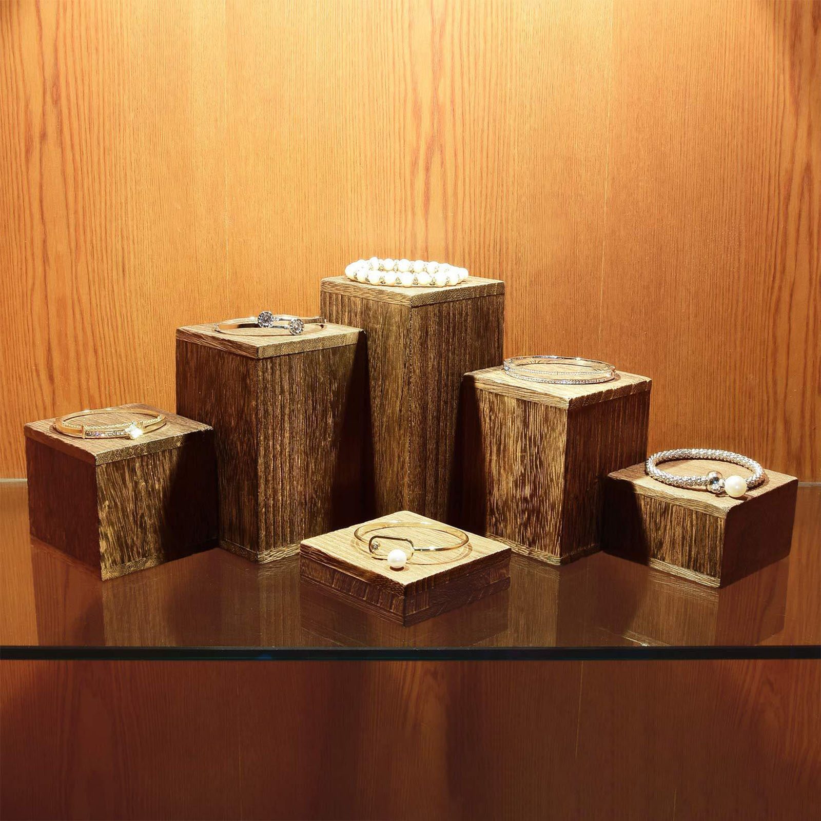 Desk Setup Wood - ชั้นวางโชว์ฟิกเกอร์ ชั้นเก็บของไม้เนื้อแข็ง สำหรับตุ๊กตา ของตกแต่ง จัดระเบียบเครื่องประดับบนโต๊ะ ชั้นวางแบบขั้นบันได