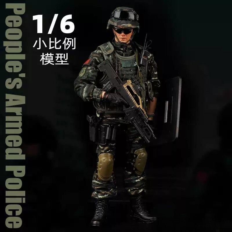 Desk Setup Background - โมเดลทหารเรซิ่น สเกล 1/6 โมเดลทหารตำรวจติดอาวุธจีน ของสะสม DIY