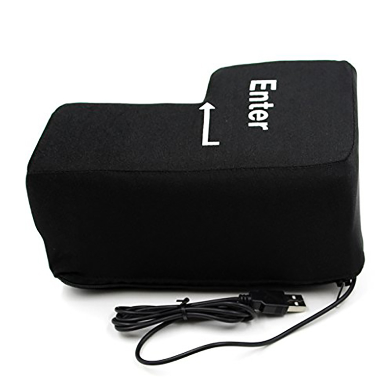 Desk Setup Programmer - หมอนคลายเครียดรูปปุ่ม Enter ขนาดใหญ่แบบ USB ดีไซน์สร้างสรรค์ สำหรับพนักงานออฟฟิศและโปรแกรมเมอร์