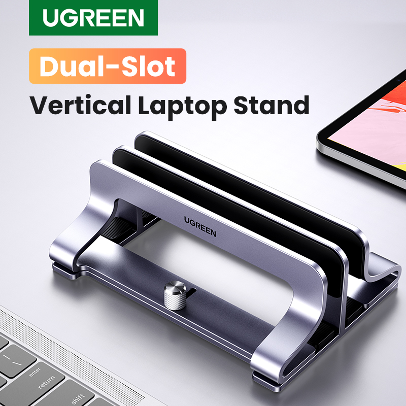Vertical Laptop Stand - UGREEN ขาตั้งแล็ปท็อปแนวตั้งผู้ถืออลูมิเนียมพับขาตั้งโน้ตบุ๊คแล็ปท็อปแท็บเล็ตสนับสนุนสำหรับ Macbook Air Pro PC