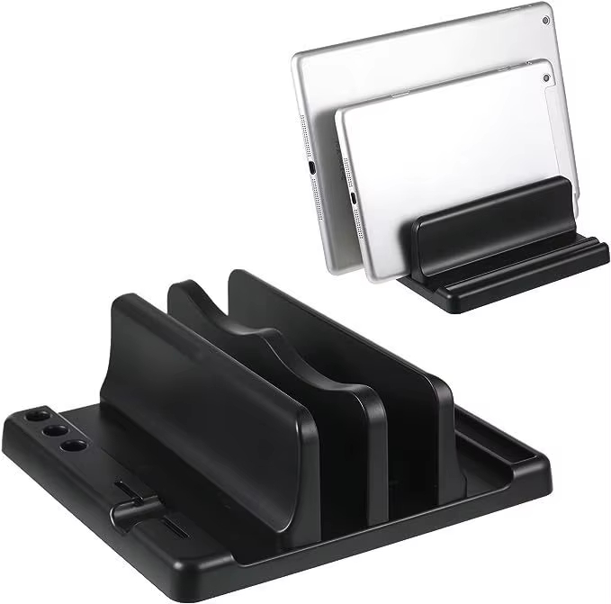 Vertical Laptop Stand - ขาตั้งแล็ปท็อปแบบตั้งโต๊ะ ABS ประหยัดพื้นที่บนโต๊ะทำงาน ง่ายต่อการวางอุปกรณ์คอมพิวเตอร์ ปรับความกว้างได้ ที่เก็บของบนโต๊ะทำงาน