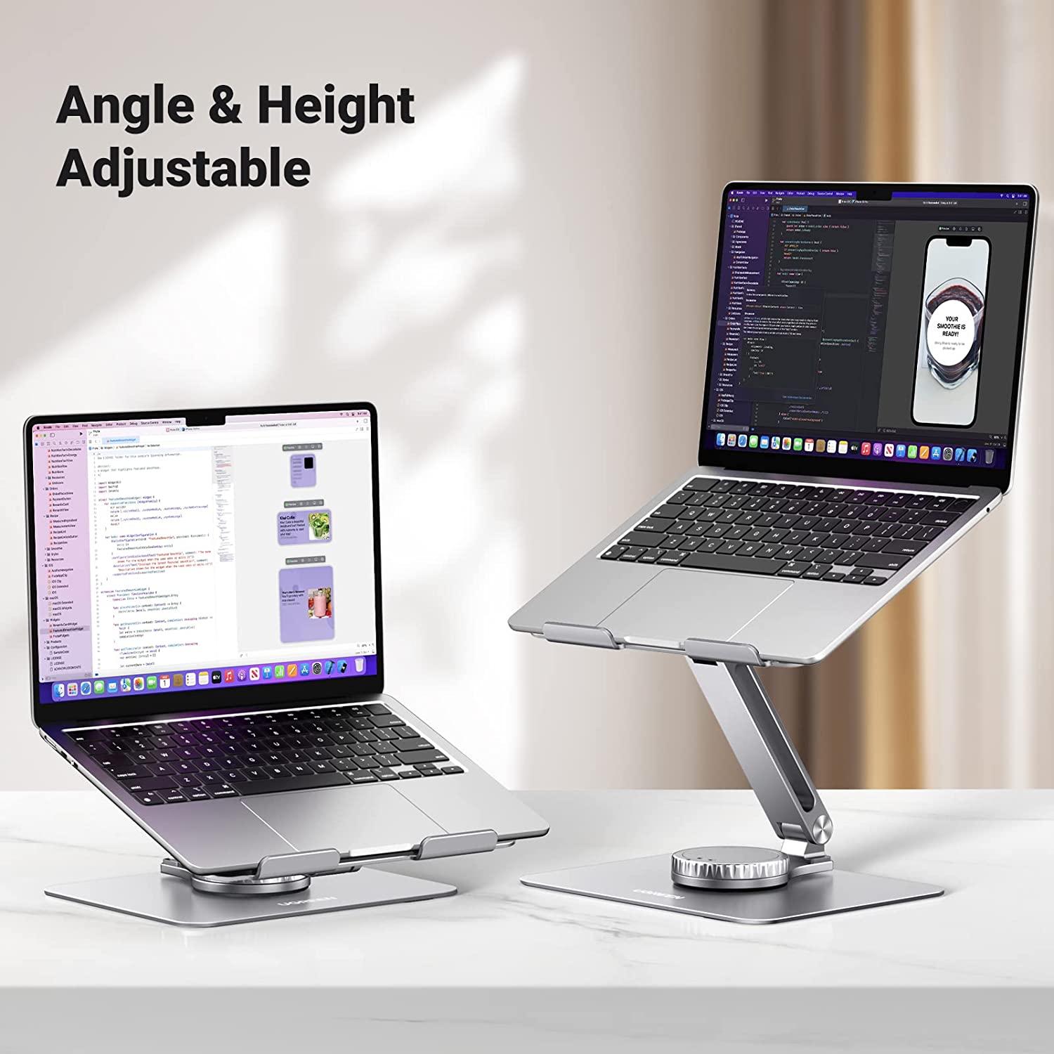 Desk Setup Macbook - ขาตั้งแล็ปท็อป UGREEN สำหรับวางบนโต๊ะ ปรับระดับได้ ฐานหมุนได้ 360