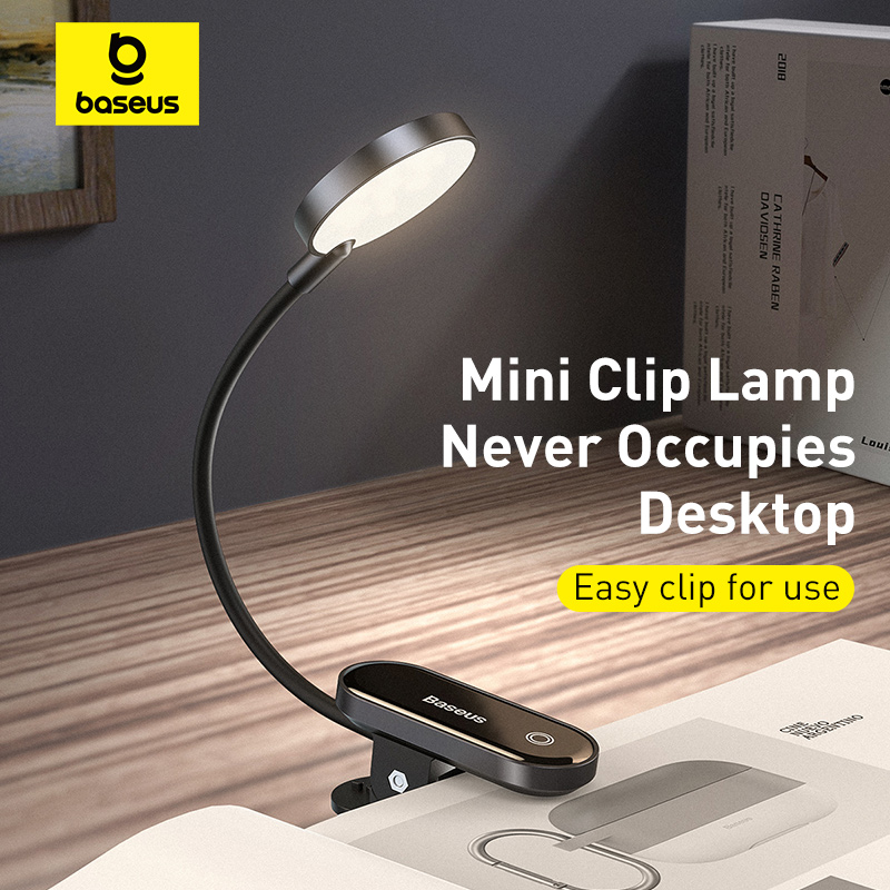 Desk Setup Laptop - เบสอัสโคมไฟตั้งโต๊ะแบบพกพา LED มินิคลิป USB โคมไฟตั้งโต๊ะแบบชาร์จไฟได้การหรี่แสงแบบไม่มีขั้นตอนสำหรับแล็ปท็อปอ่านหนังสือข้างเตียงแสงกลางคืนที่อ่อนโยน