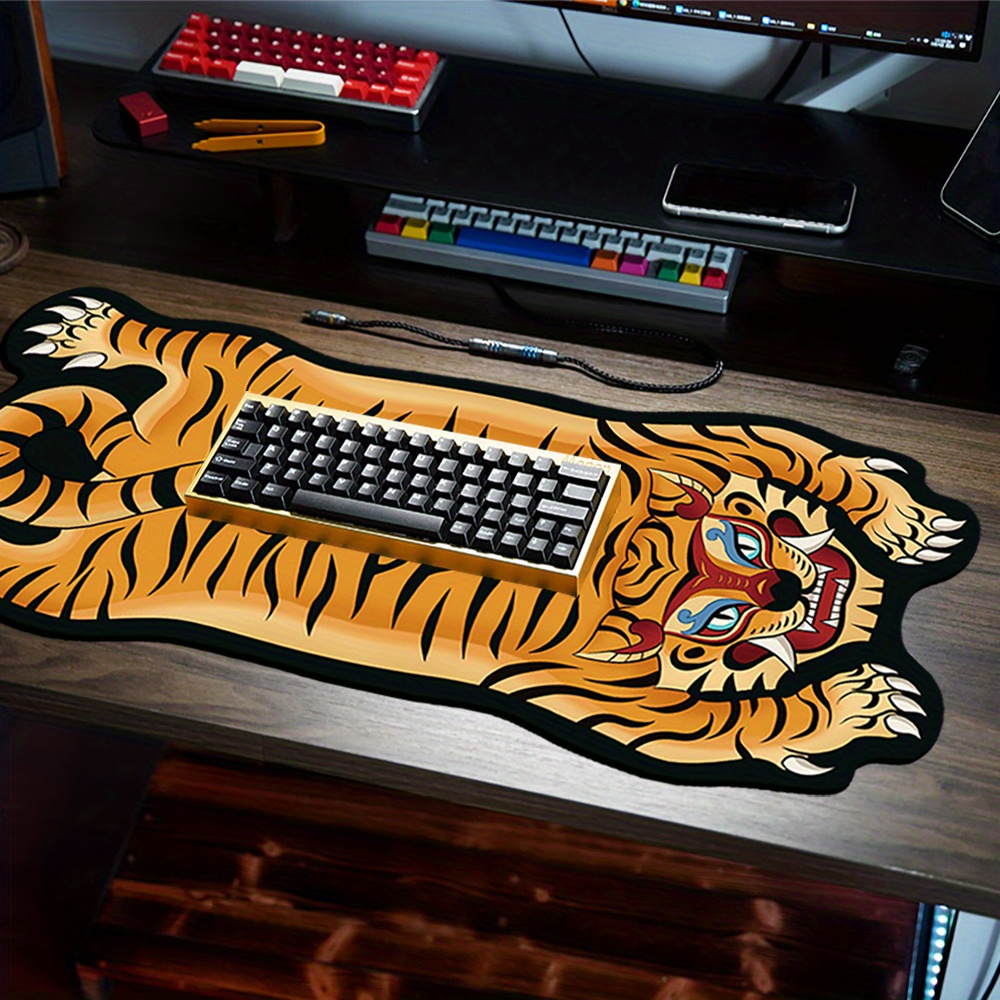 Zelda Desk Setup - แผ่นรองเมาส์ VIKAMA Fierce Tiger: แผ่นรองโต๊ะรูปทรงสร้างสรรค์ แผ่นรองกันลื่น
