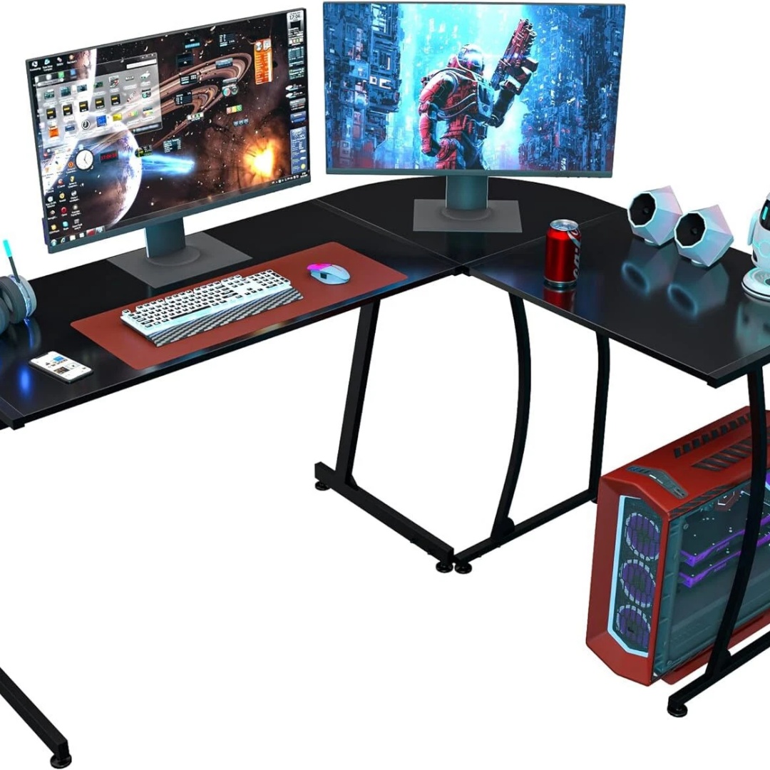 L Shaped Desk Setup - โต๊ะเกมมิ่งรูปตัว L ขนาด 58 นิ้ว โต๊ะคอมพิวเตอร์มุม