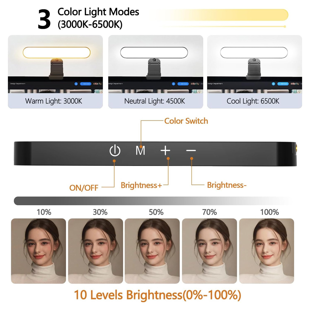 โคมไฟหน้าจอ LED แบบสัมผัสปรับค - Desk Setup For 2 Laptops บทวิจารณ์และราคา