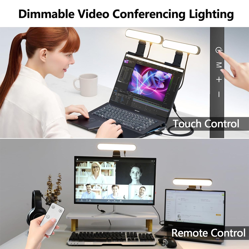 โคมไฟหน้าจอ LED แบบสัมผัสปรับค - Desk Setup For 2 Laptops บทวิจารณ์และราคา