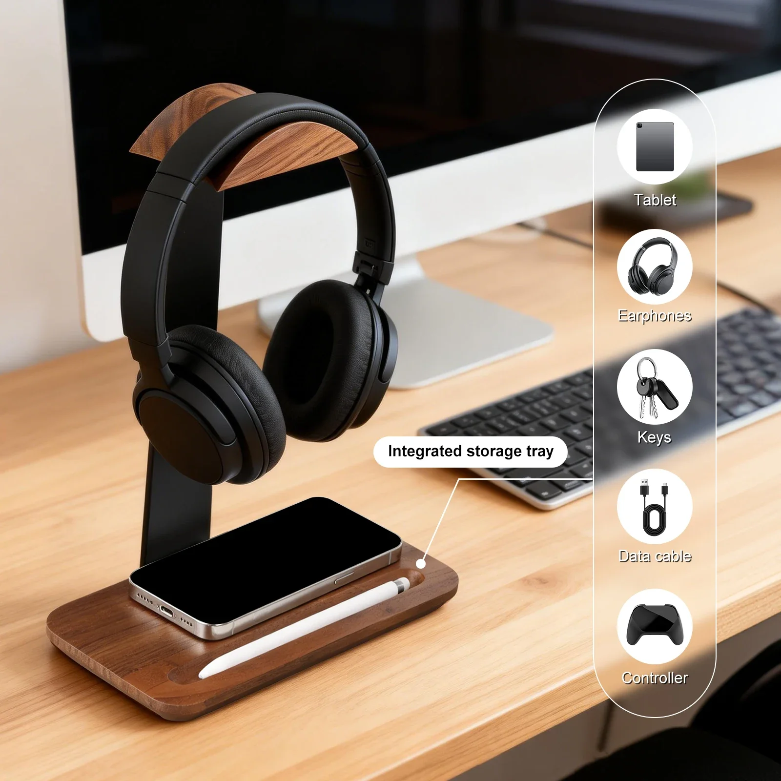 ขาตั้งหูฟังไม้เอนกประสงค์พร้อม - Desk Setup Wood บทวิจารณ์และราคา