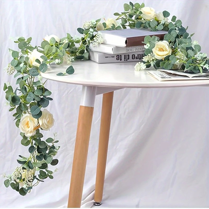 พวงมาลัยดอกยูคาลิปตัสและกุหลาบ - Desk Setup Background บทวิจารณ์และราคา