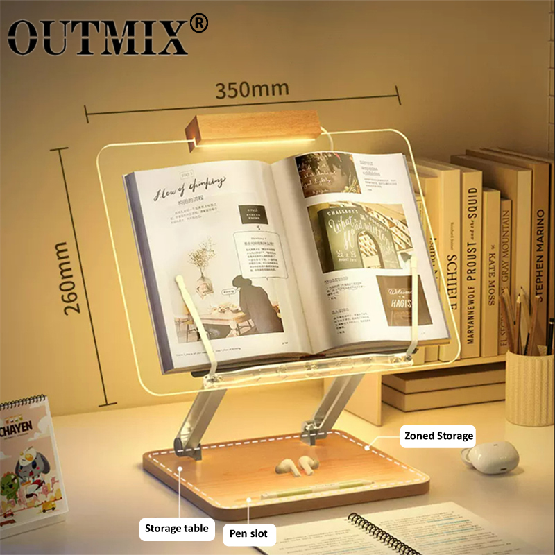 แท่นอ่านหนังสือไม้พร้อมไฟอะคริ - Desk Setup Wood บทวิจารณ์และราคา