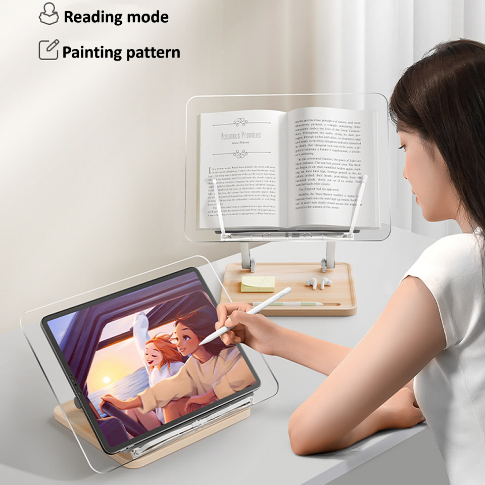 แท่นอ่านหนังสือไม้พร้อมไฟอะคริ - Desk Setup Wood บทวิจารณ์และราคา
