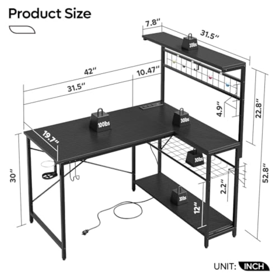 โต๊ะเกมมิ่งขนาด 42 นิ้ว พร้อมช - L Shaped Desk Setup บทวิจารณ์และราคา