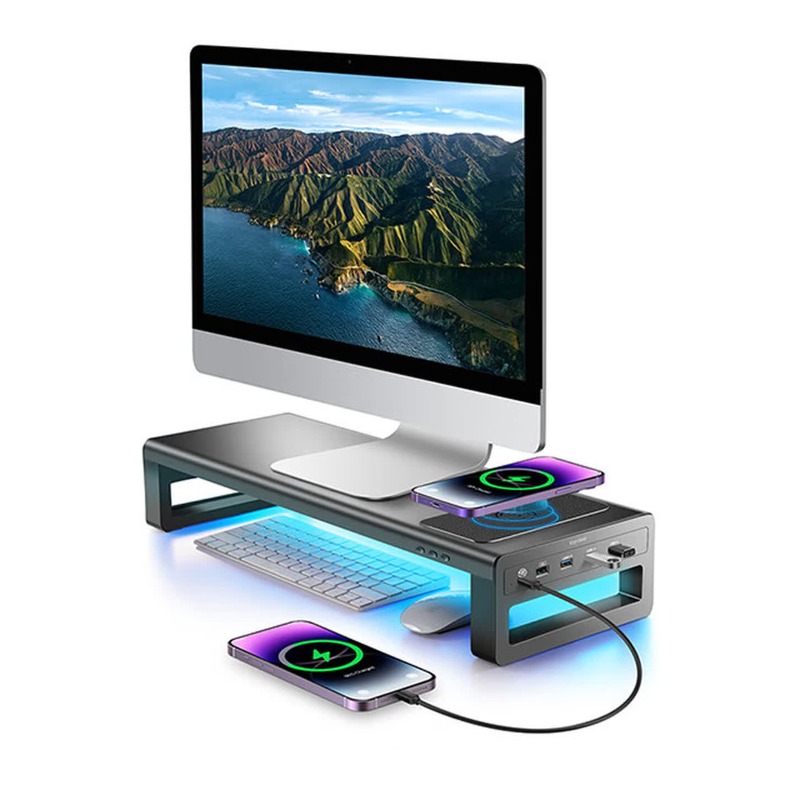 ขาตั้งจอคอมพิวเตอร์ RGB ชั้นวา - Desk Setup Monitor And Laptop บทวิจารณ์และราคา